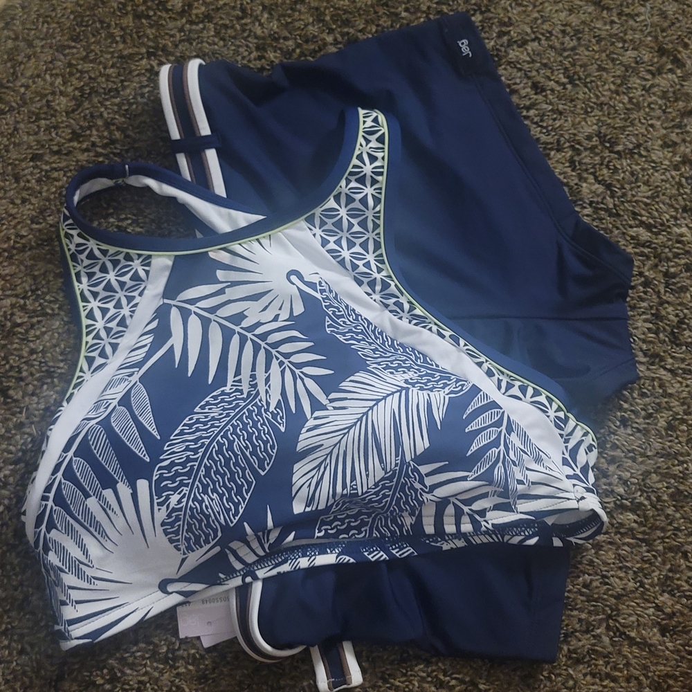Jag Blue and White Tropical 2 Piece Swim Set